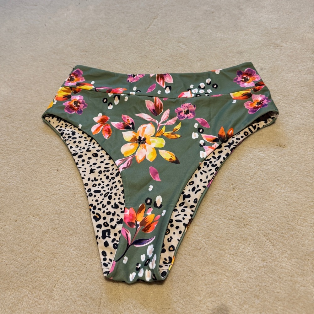 Reversible Floral High-Waisted Bikini Bottom